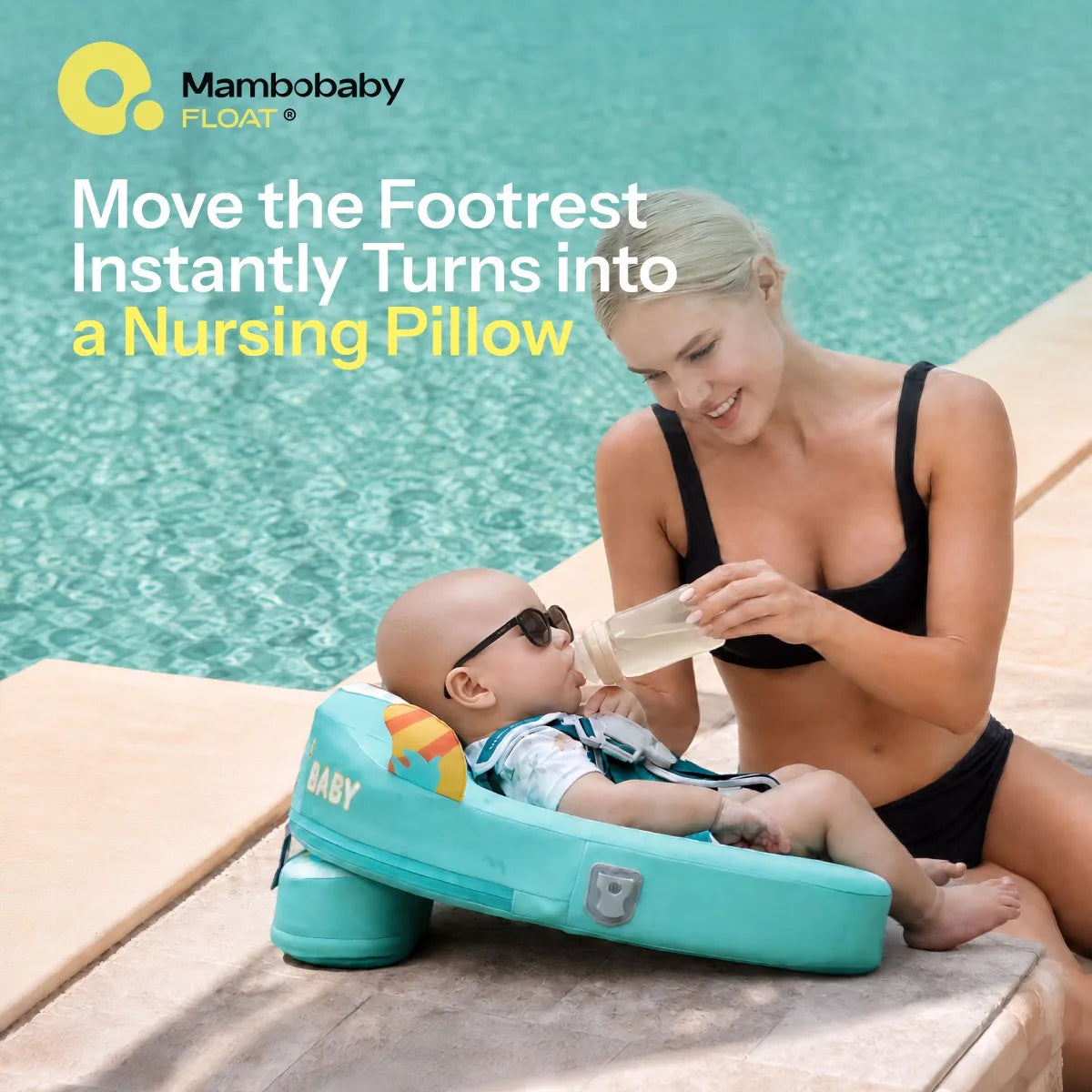 Mambobaby Float Cool 4-position Sunshade Safe Air-Free Core Baby Swimming Ring Toddler Pool Float Infant Swim Circle Water Ring