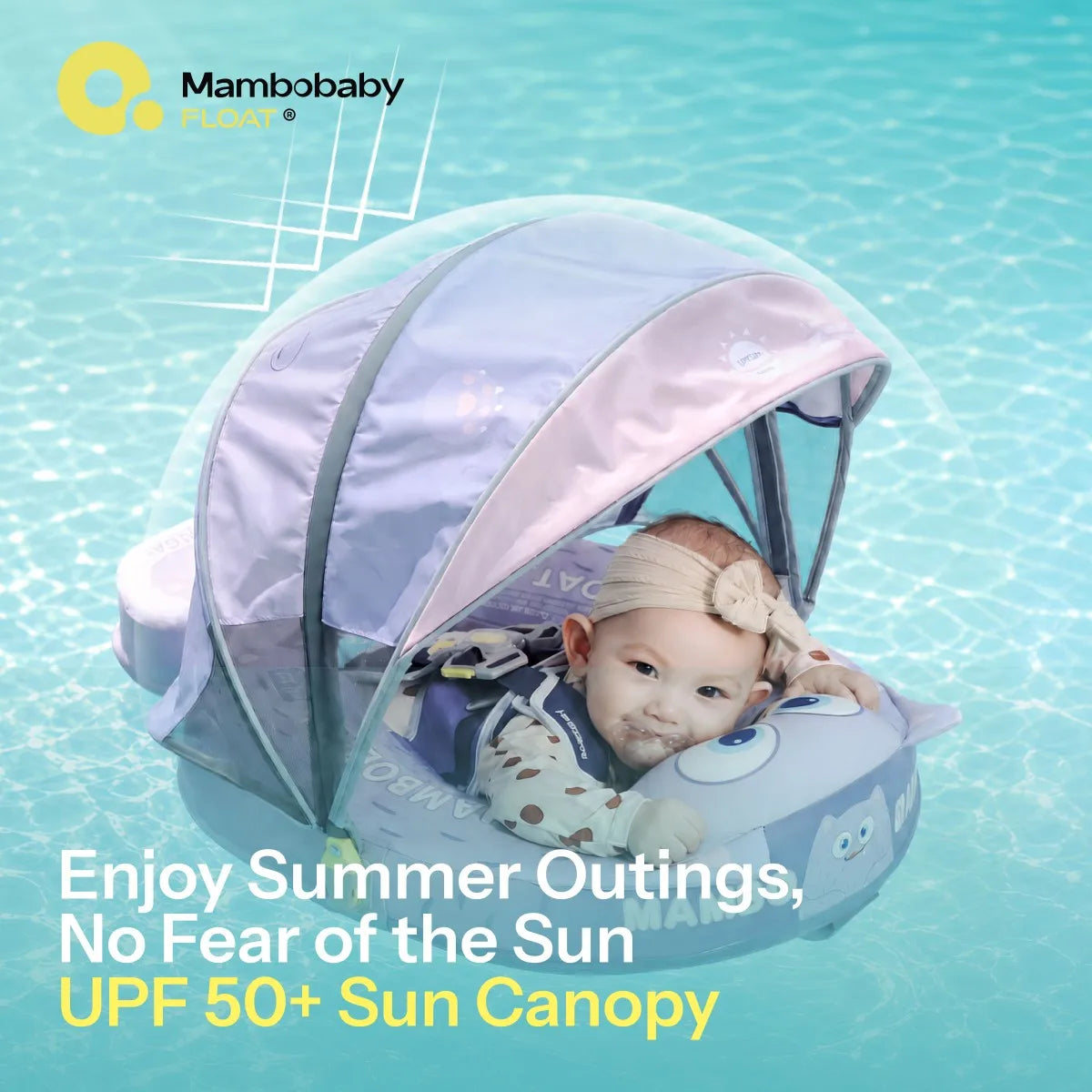 Mambobaby Float Cool 4-position Sunshade Safe Air-Free Core Baby Swimming Ring Toddler Pool Float Infant Swim Circle Water Ring