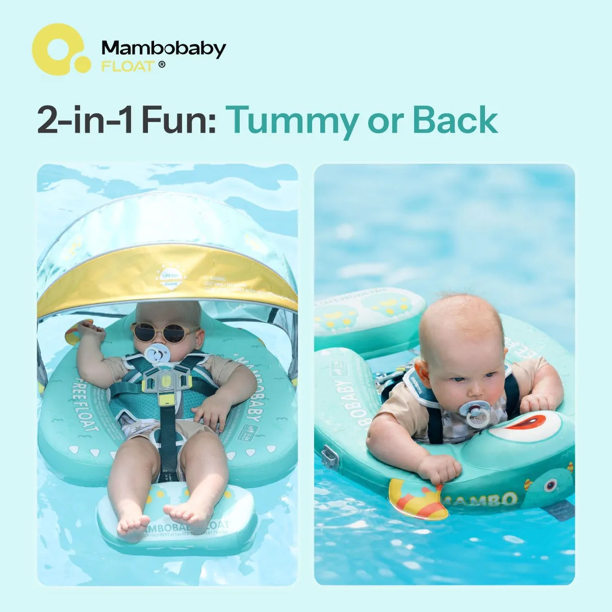 Mambobaby Float Cool 4-position Sunshade Safe Air-Free Core Baby Swimming Ring Toddler Pool Float Infant Swim Circle Water Ring