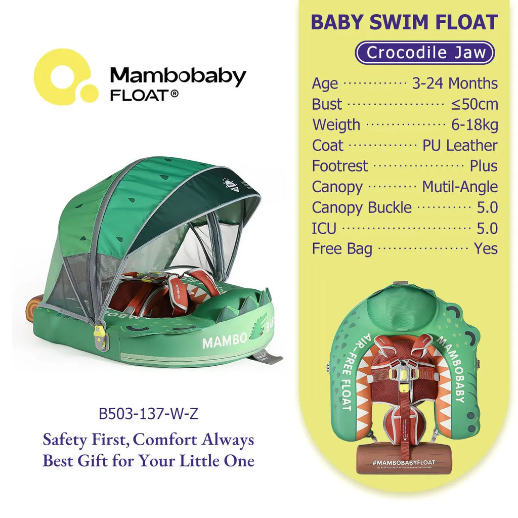 Mambobaby Float Cool 4-position Sunshade Safe Air-Free Core Baby Swimming Ring Toddler Pool Float Infant Swim Circle Water Ring