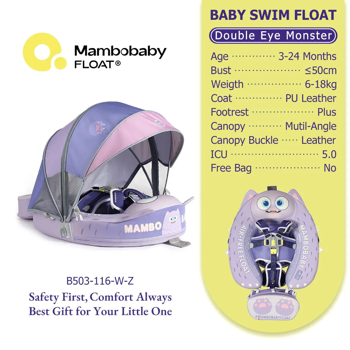 Mambobaby Float Cool 4-position Sunshade Safe Air-Free Core Baby Swimming Ring Toddler Pool Float Infant Swim Circle Water Ring